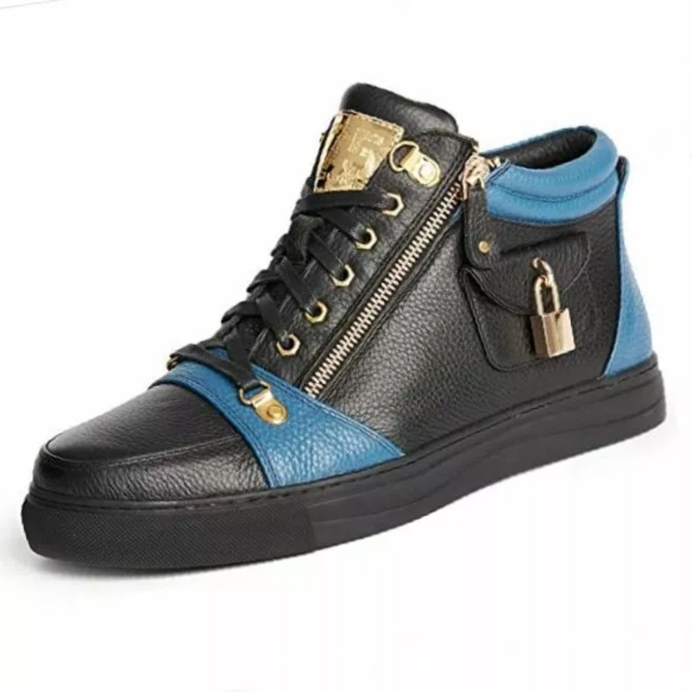 Men's J75 by Jump Black Blue Zappa Mid Top Sneakers